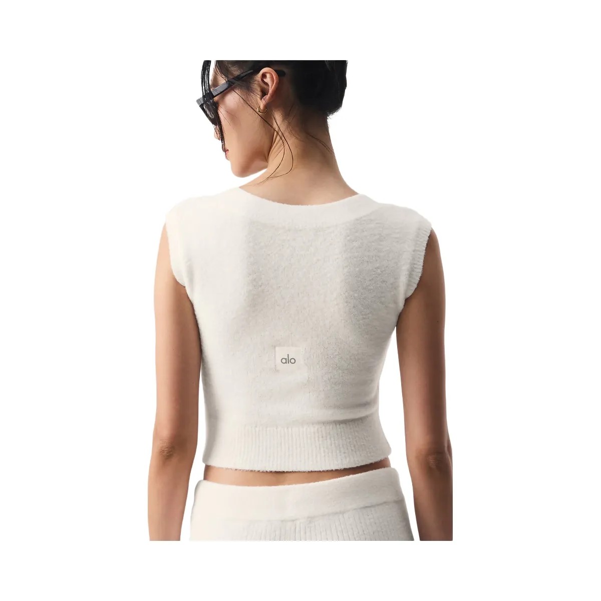 Alo Women's Snuggle Up Sweater Short Sleeve - Ivory - HypeFly India View 4