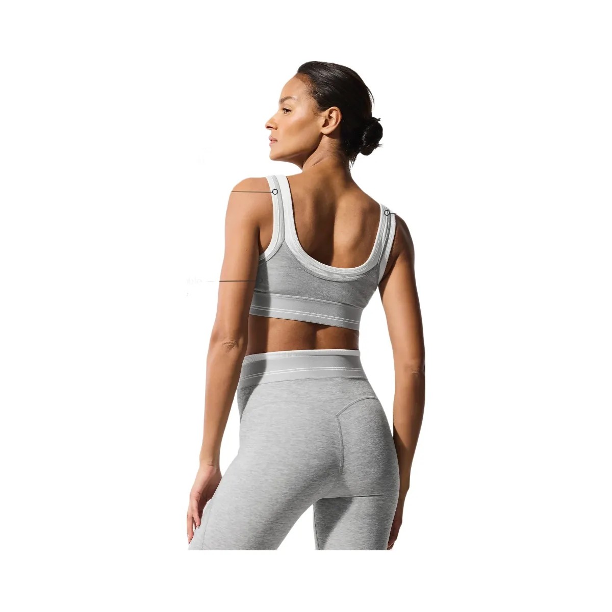 Alo Women's Alosoft Better Together Bra - Athletic Heather Grey/White - HypeFly India View 2