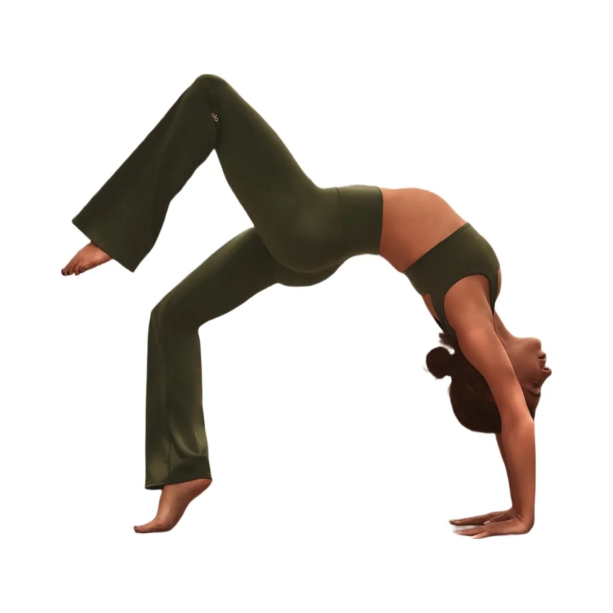 ALO Women's Softsculpt High-Waist Bootcut Legging - Green Olive - HypeFly India View 5