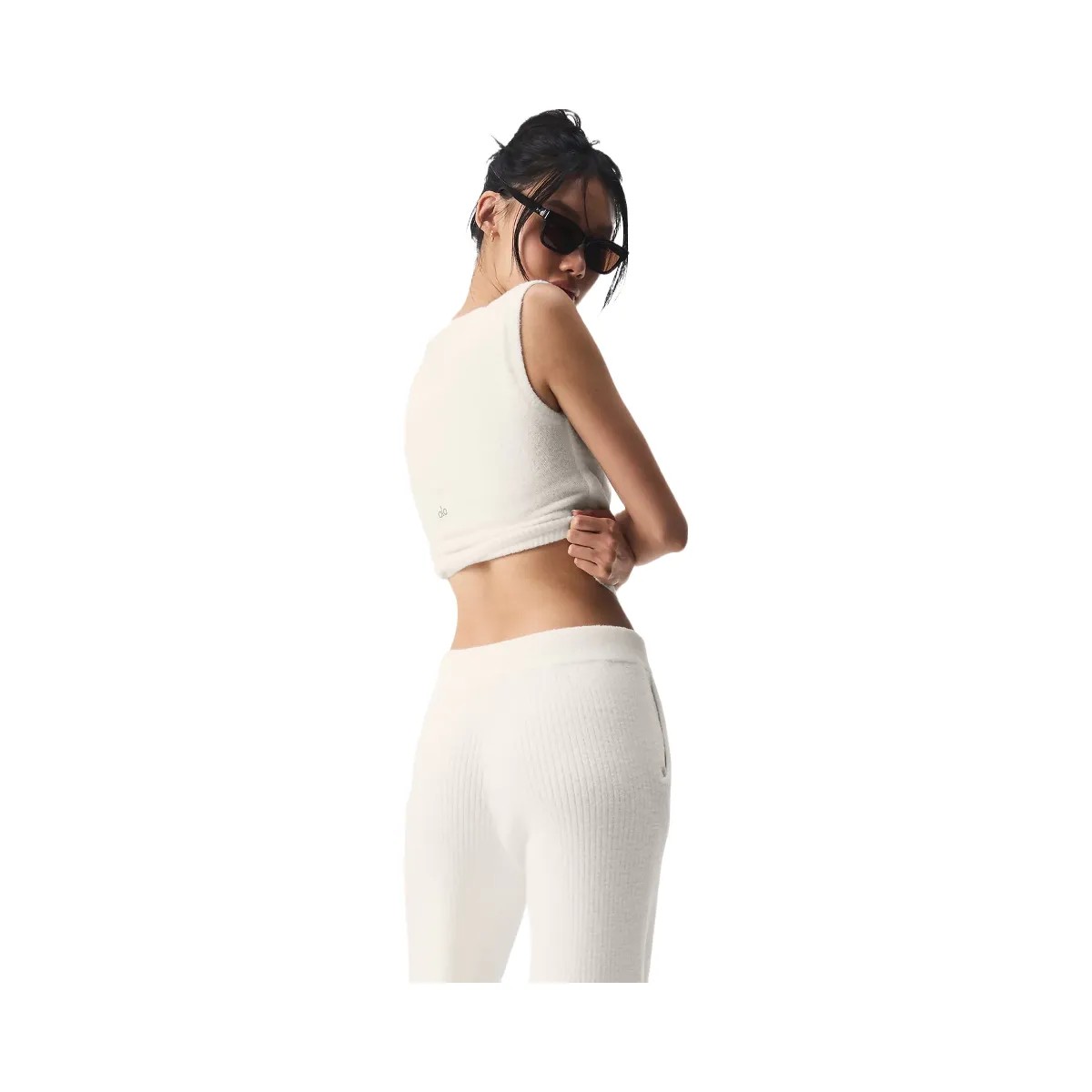 Alo Women's Snuggle Up Sweater Short Sleeve - Ivory - HypeFly India View 3
