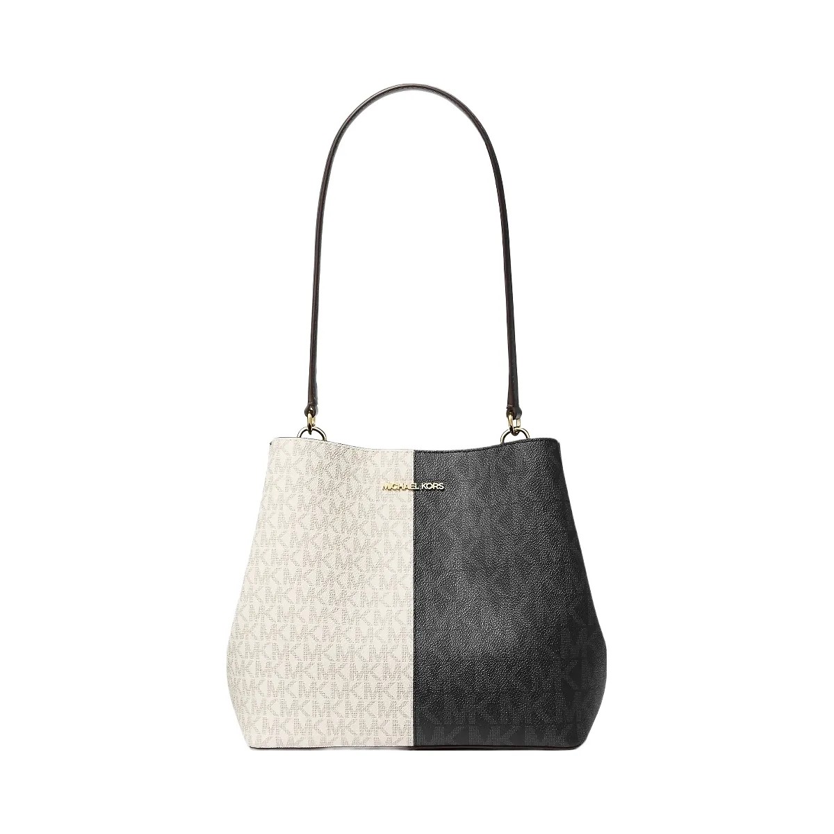 Michael Kors Pratt Medium Two-Tone Signature Logo Shoulder Bag Black Combo - HypeFly India View 1