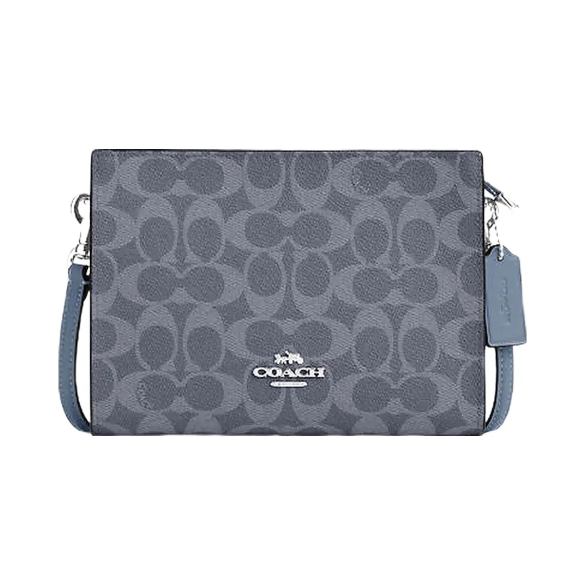 Coach Slim Crossbody Bag In Signature Canvas Signature Canvas-Silver-Chambray - HypeFly India View 1