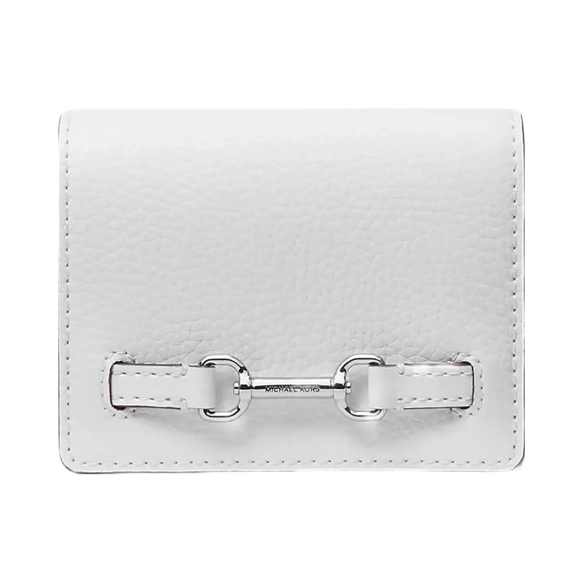 Michael Kors Carson Small Pebbled Leather Wallet Optic White - HypeFly India View 1