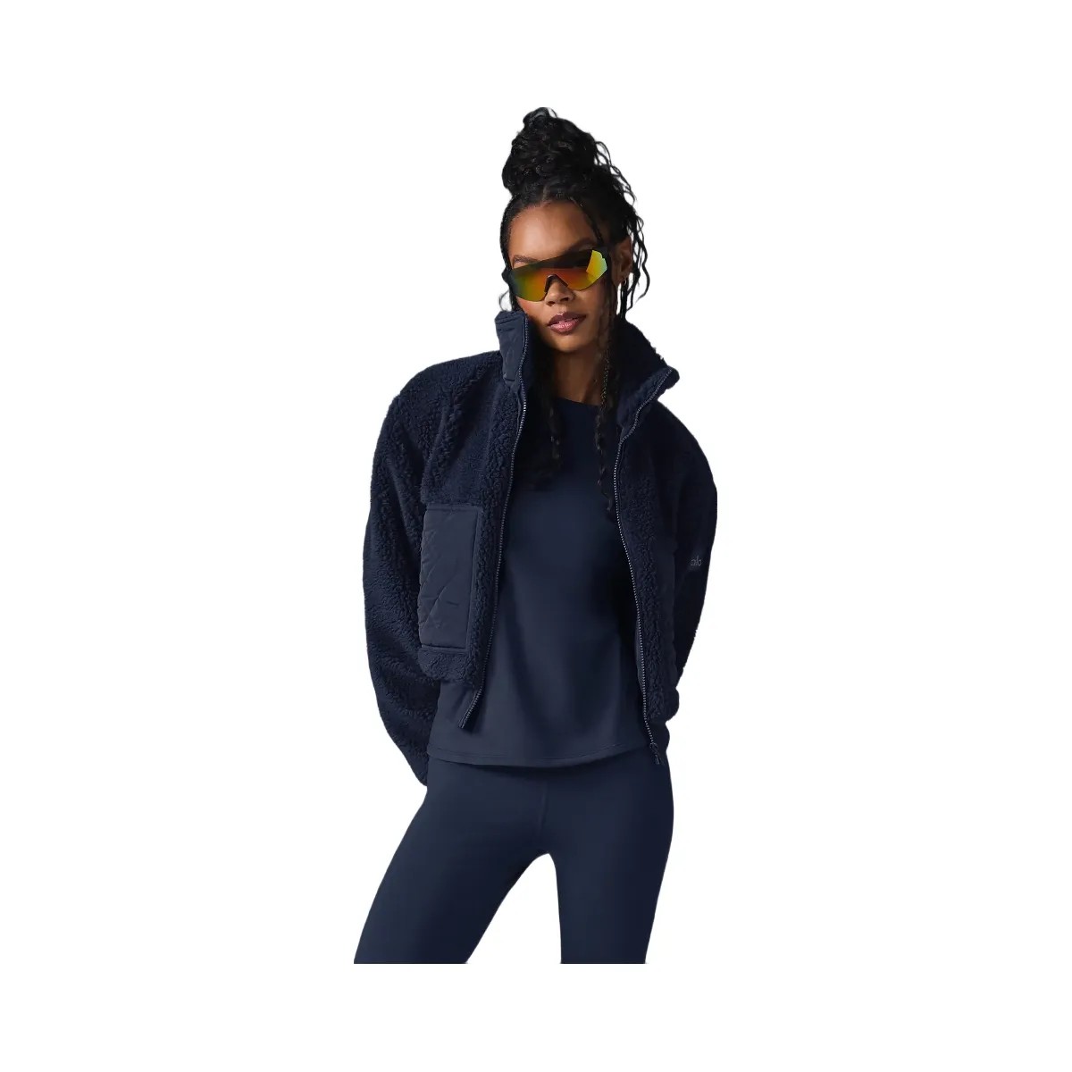 Alo Women's Sherpa Edge Bomber - Navy - HypeFly India View 1