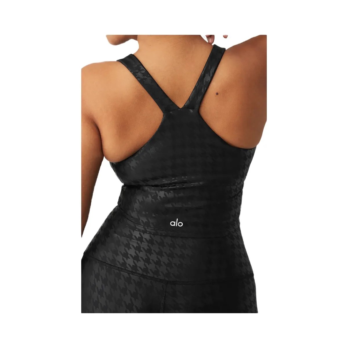 Alo Women's Airlift Glimmer Houndstooth Real Bra Tank - Black - HypeFly India View 4