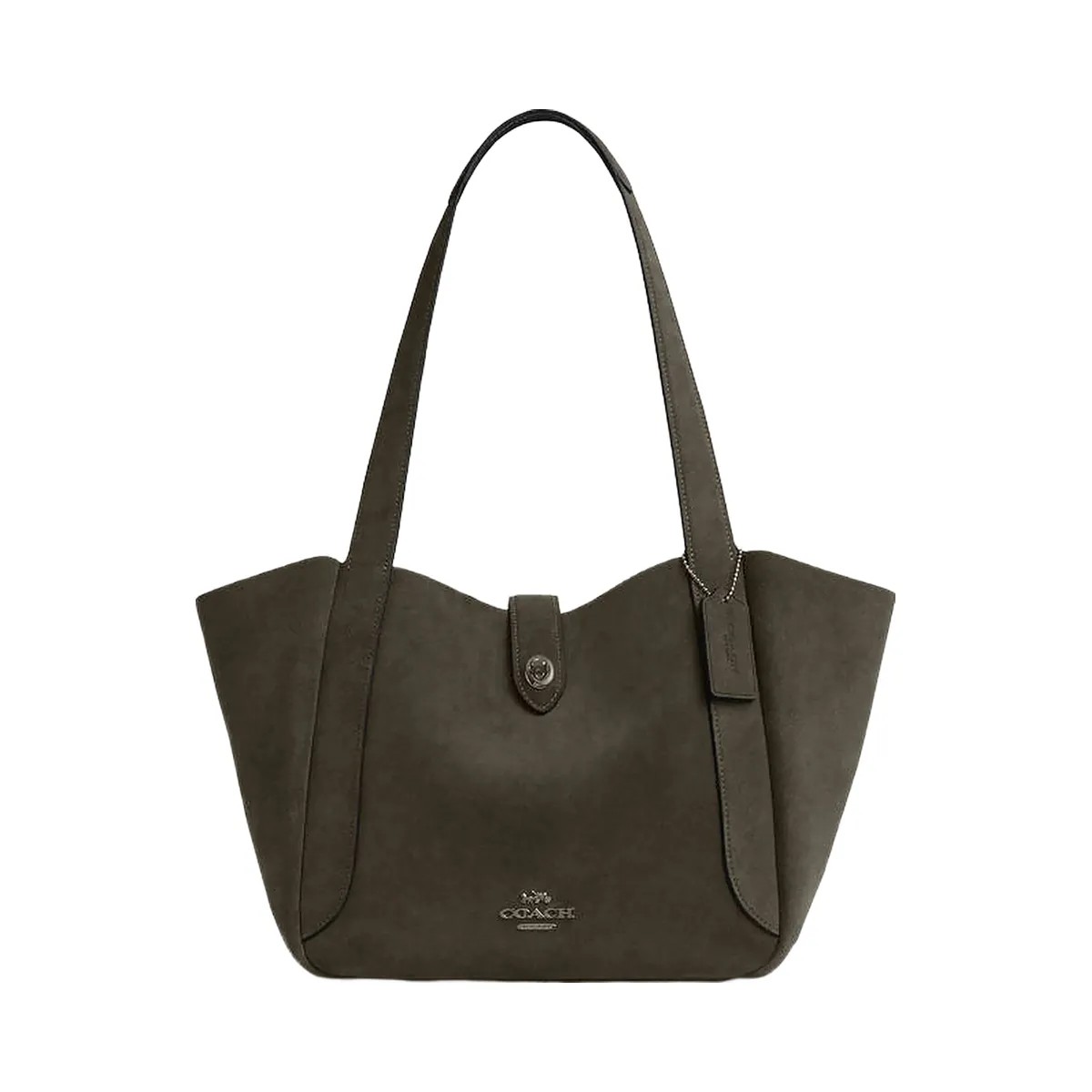 Coach Hadley Turnlock Tote Bag Suede-Qb-Army Green - HypeFly India View 1