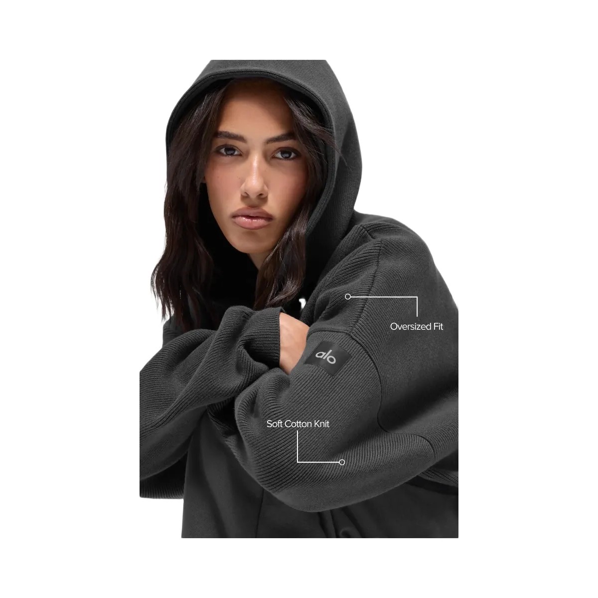 Alo Scholar Hooded Sweater - Anthracite - HypeFly India View 3