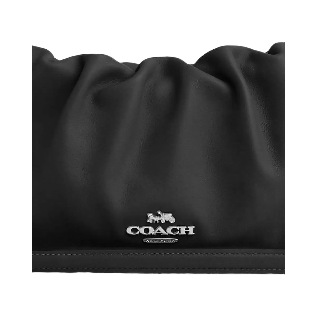 Coach Faye Shoulder Bag With Ruching Smooth Leather-Silver-Black - HypeFly India View 3