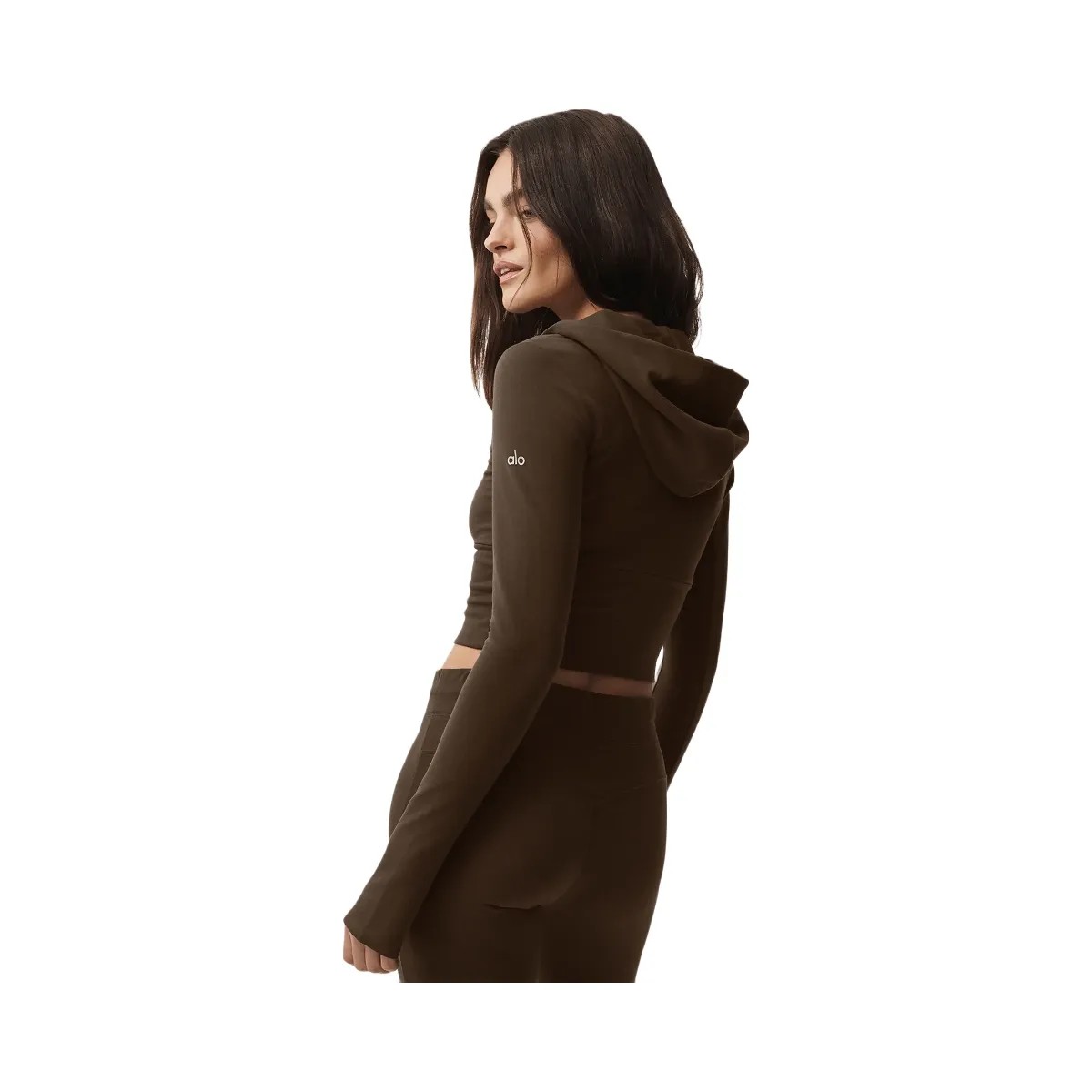 Alo Women's Sway Full Zip Hoodie - Espresso - HypeFly India View 2