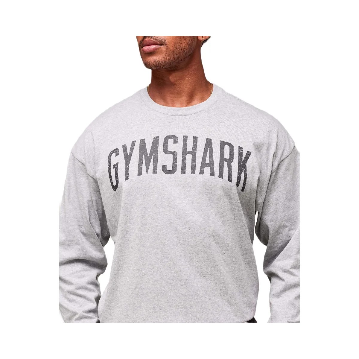 Gymshark Worn Graphic Long Sleeve T-Shirt - Light Grey Core Marl - HypeFly India View 4