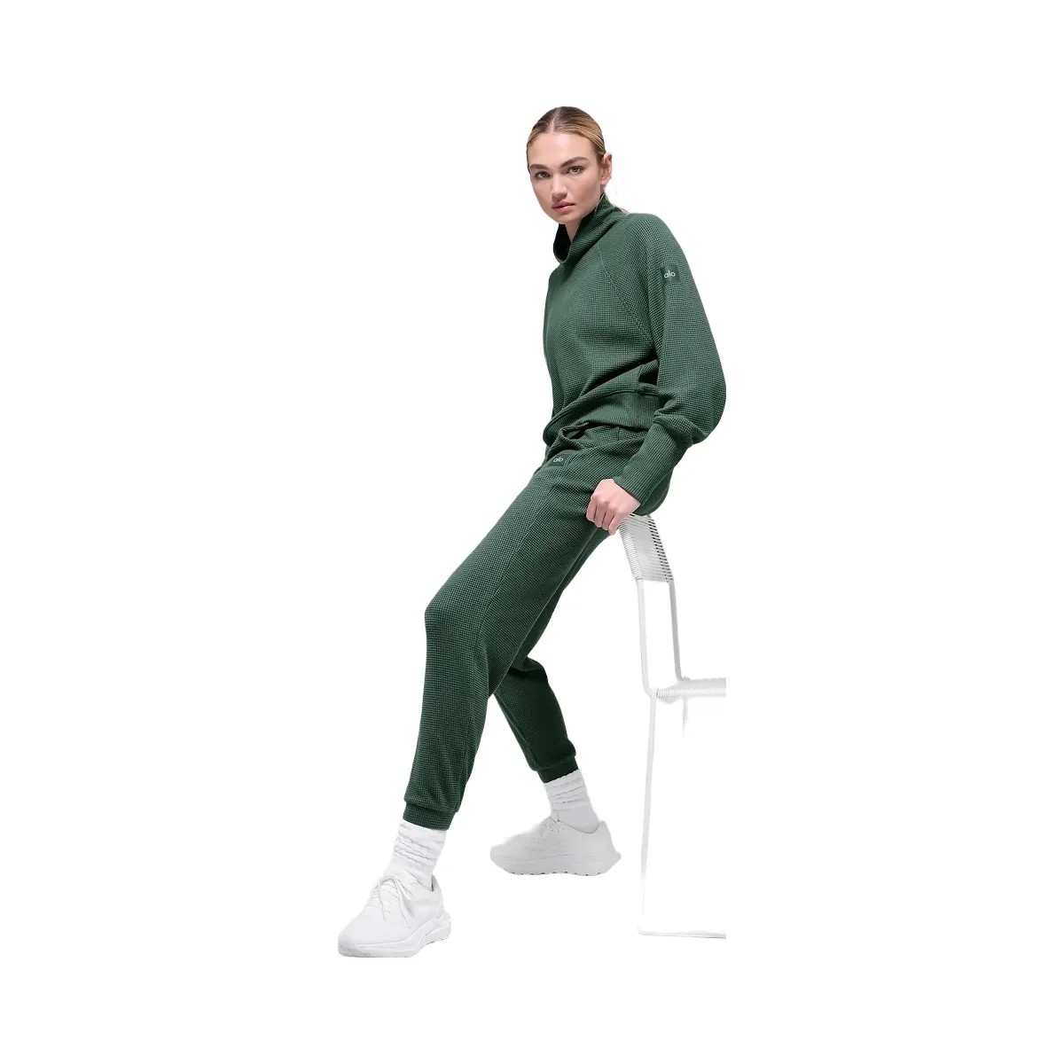 Alo Women's Waffle Weekend Escape Jogger - Clover Green - HypeFly India View 2