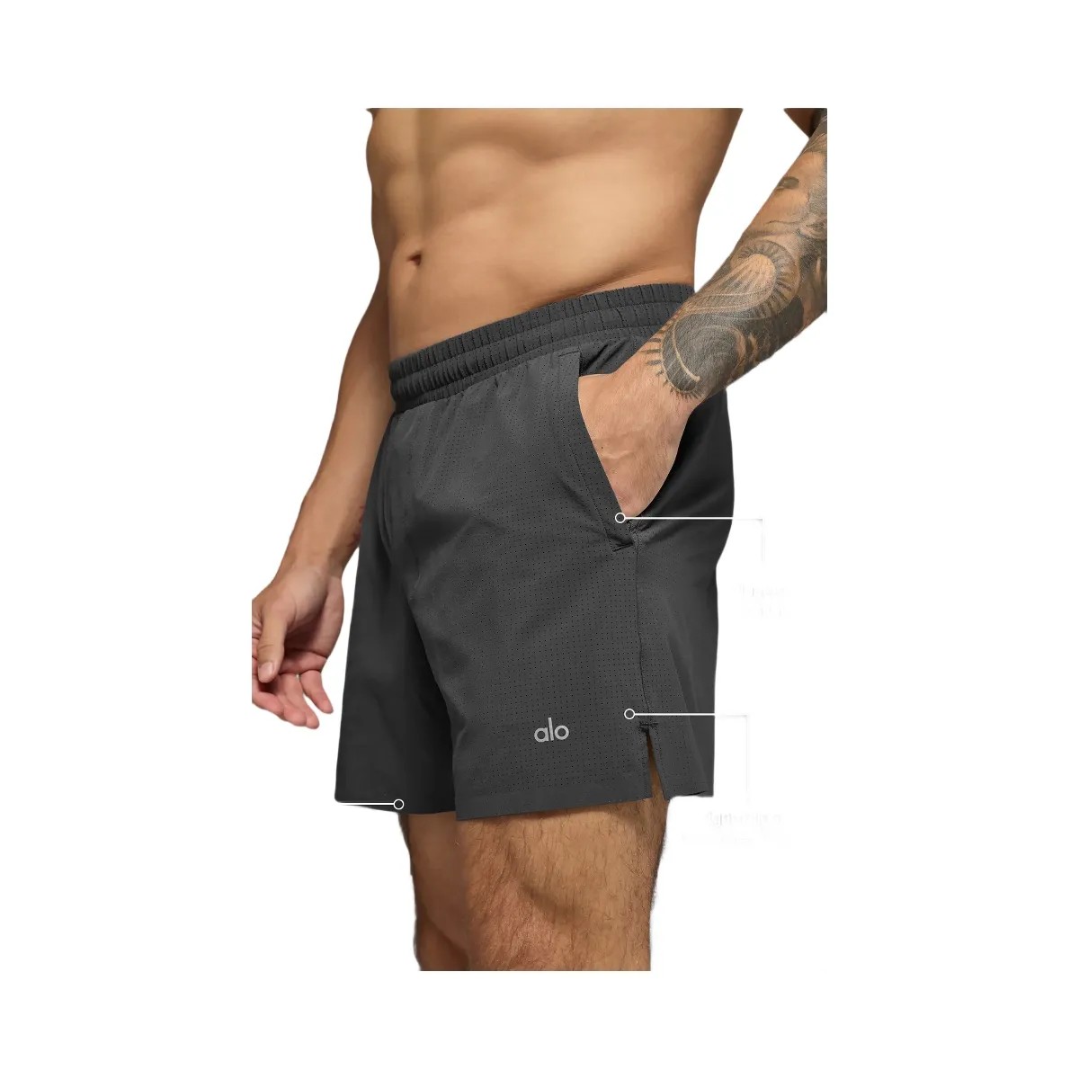Alo Men's 5" Traction Running Short - Anthracite - HypeFly India View 2