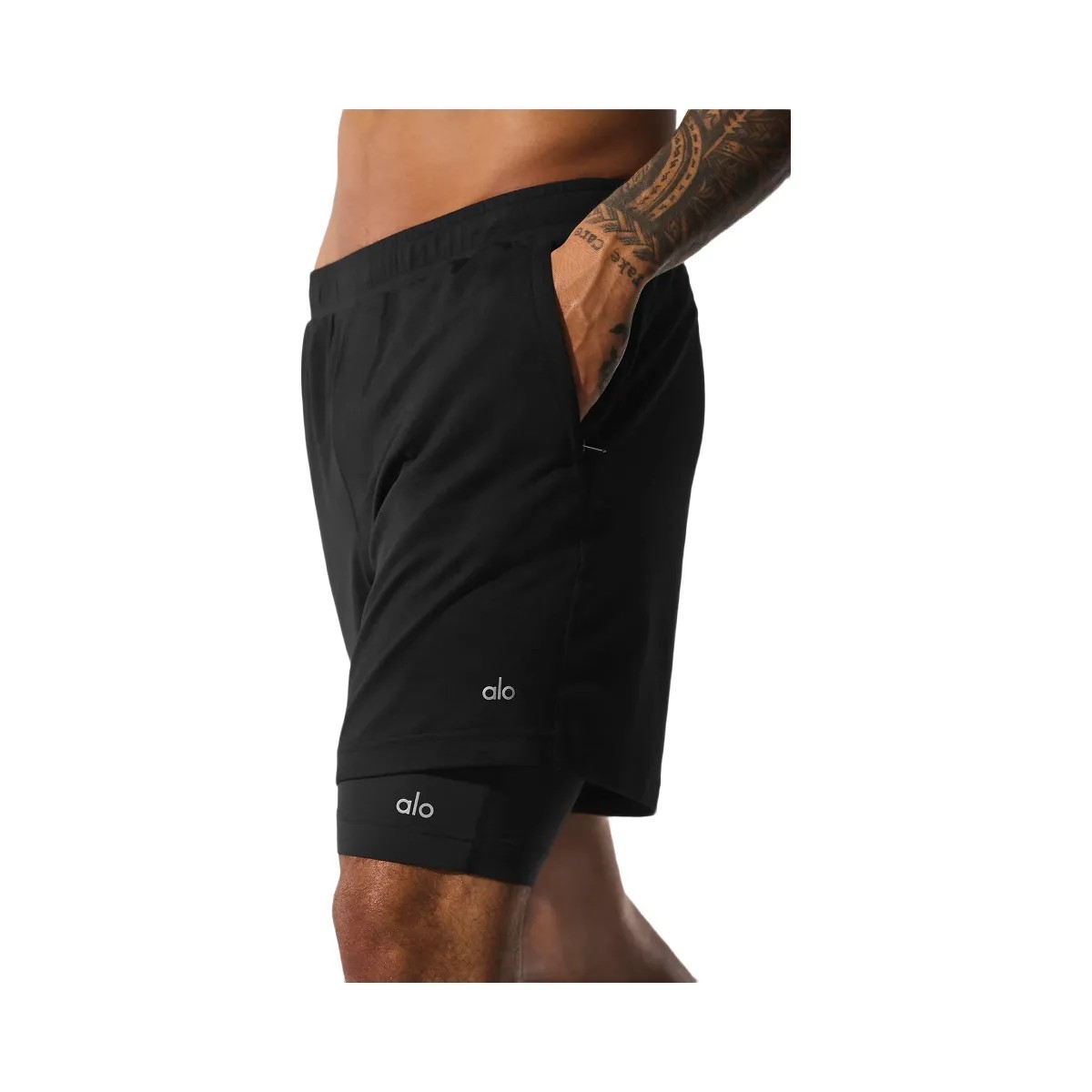 Alo Men's Conquer React 2-In-1 Performance Short - Black/Black - HypeFly India View 2
