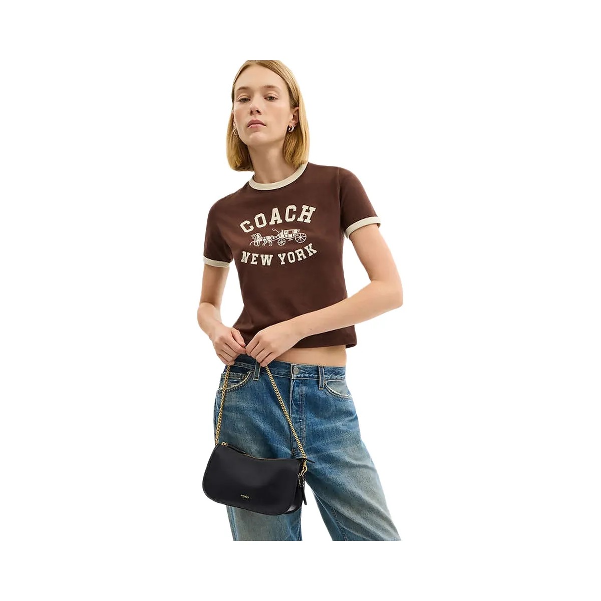 Coach Waverly Bag Natural Grain Leather-Brass-Black - HypeFly India View 4