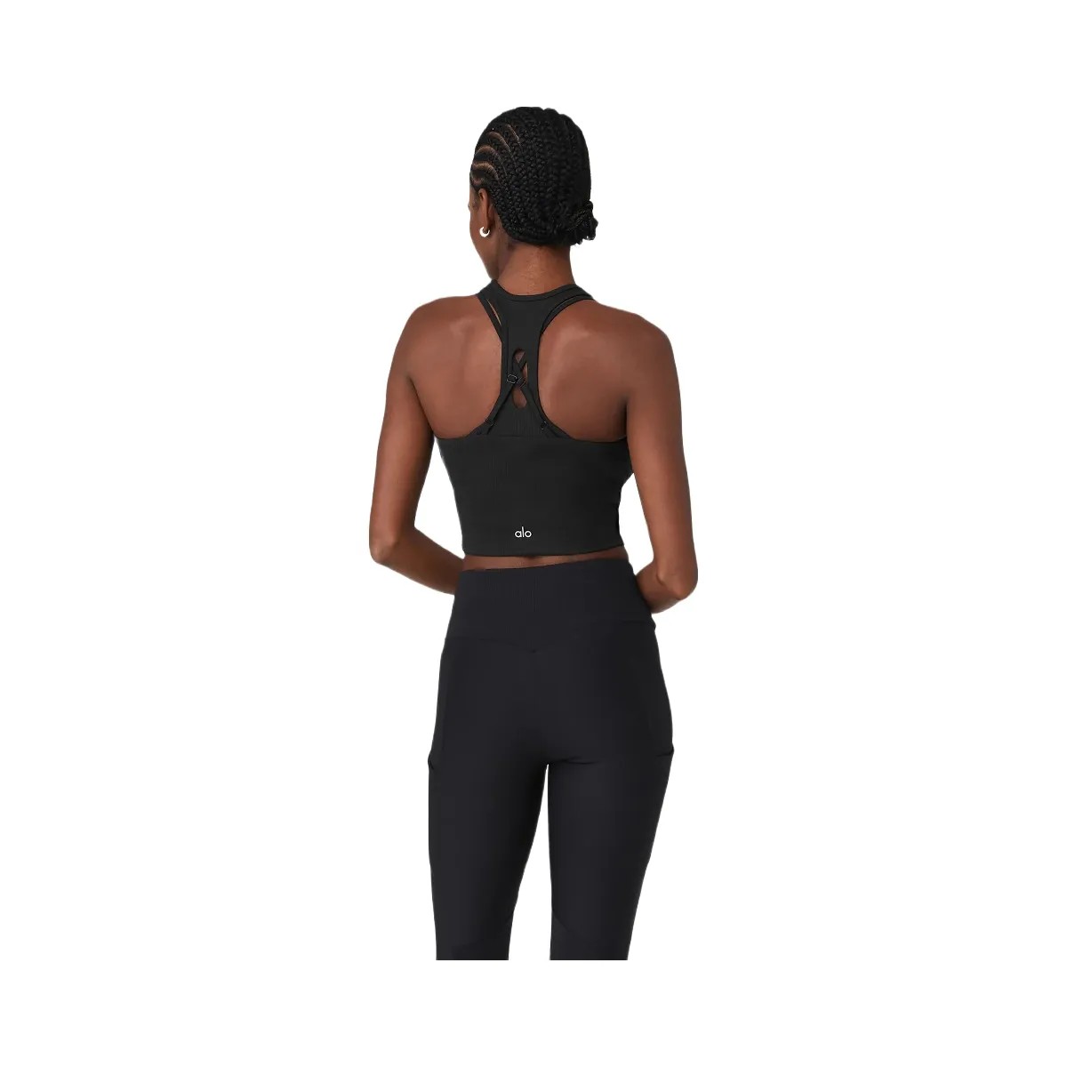 Alo Women's Ribbed Airlift Enchanted Bra Tank - Black - HypeFly India View 2