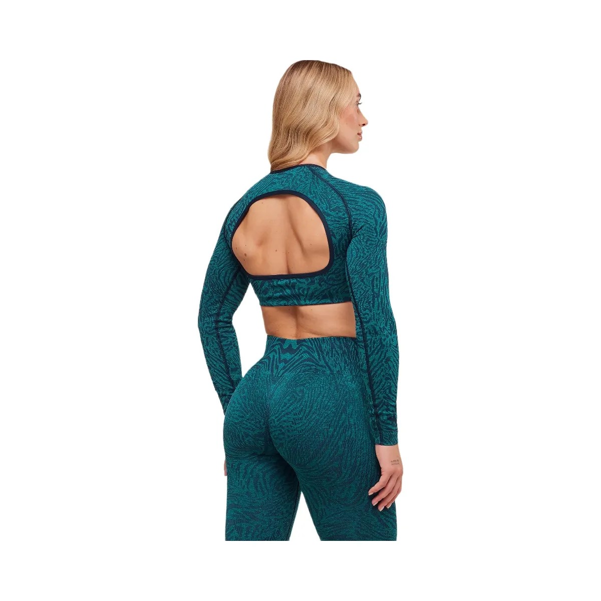 Gymshark Adapt Animal Long Sleeve Crop Top - Navy/Brand Blue - HypeFly India View 2