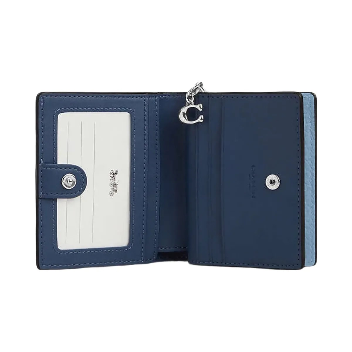 Coach Snap Wallet Pebbled Leather-Silver-Pool - HypeFly India View 2