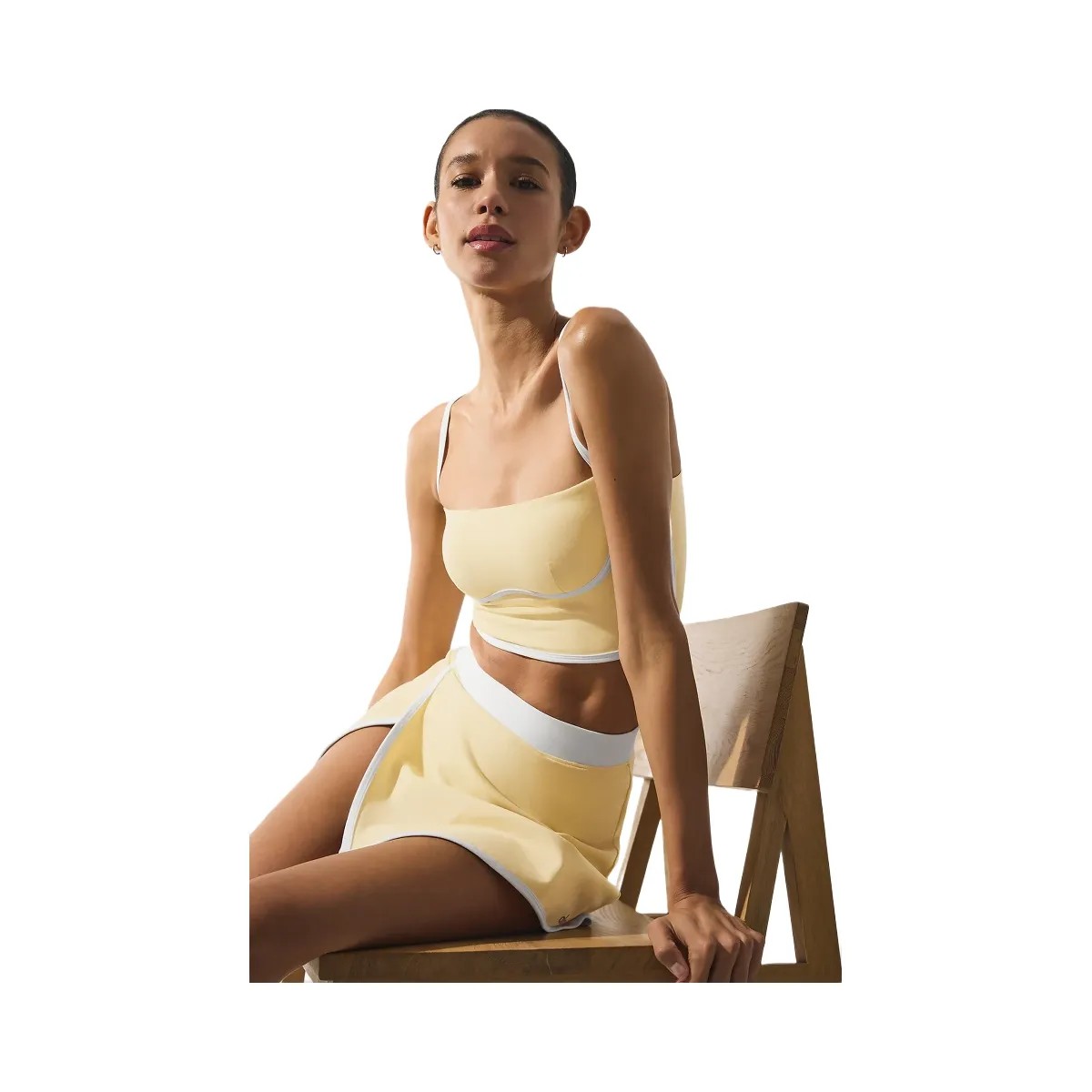 Alo Women's Airbrush Streamlined Bra Tank - Warm Butter/White - HypeFly India View 2