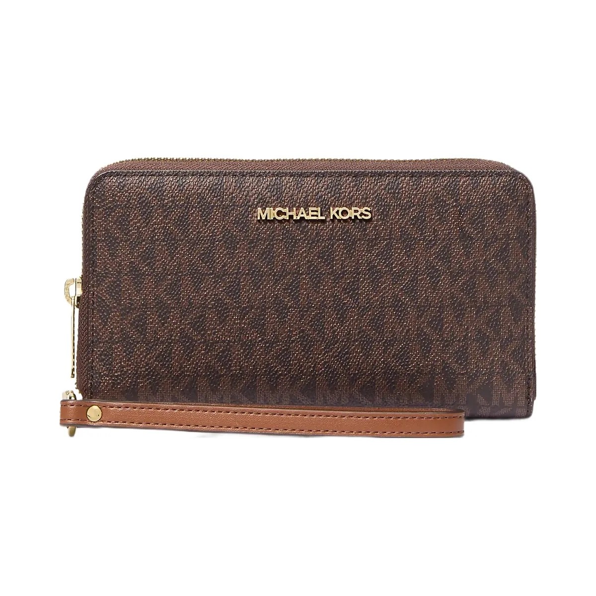 Michael Kors Jet Set Signature Logo Smartphone Wristlet Brown - HypeFly India View 1