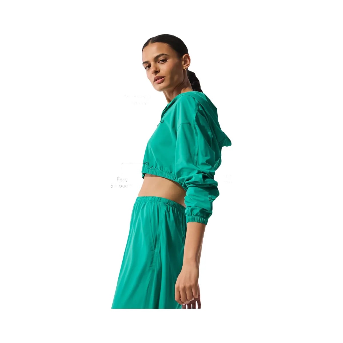 Alo Women's Cropped Breezy Full-Zip Hoodie - Spruce Green - HypeFly India View 2