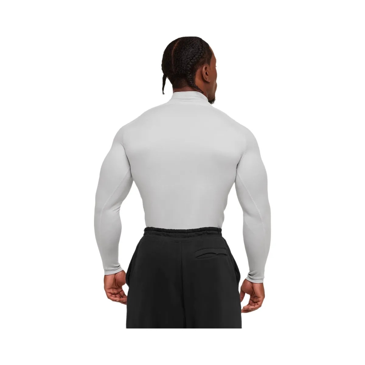 Gymshark Element Baselayer Mock Neck Long Sleeve T-Shirt - GS White/GS Metal Grey Marl - HypeFly India View 2