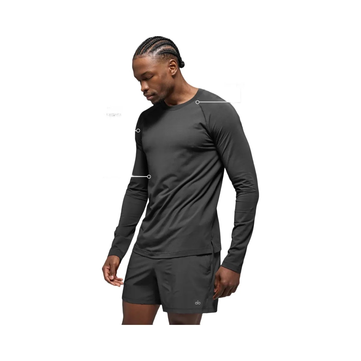 Alo Men's Vapor Crewneck Long Sleeve - Anthracite - HypeFly India View 2