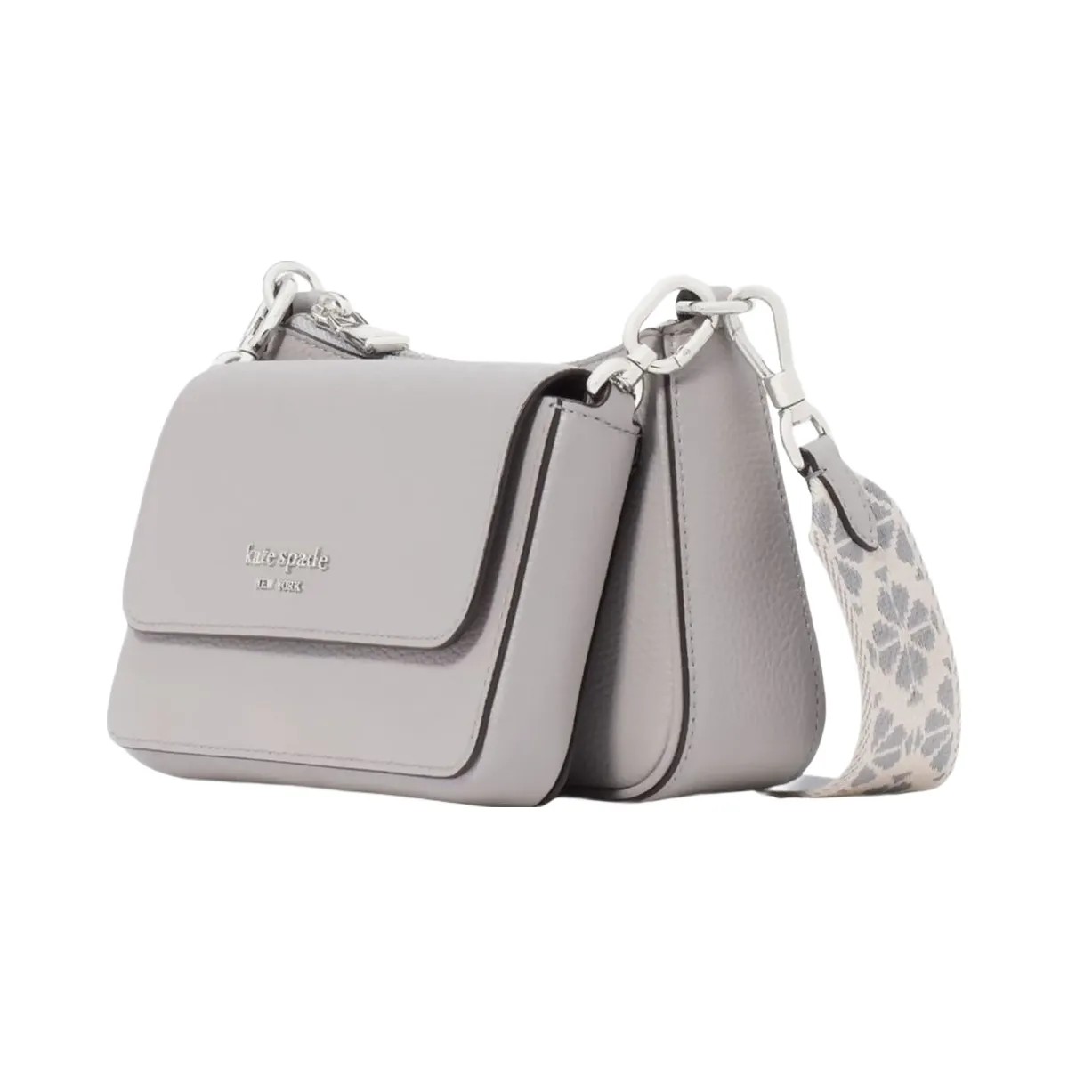 Kate Spade Double Up Webbed Strap Crossbody Nimbus Grey - HypeFly India View 3