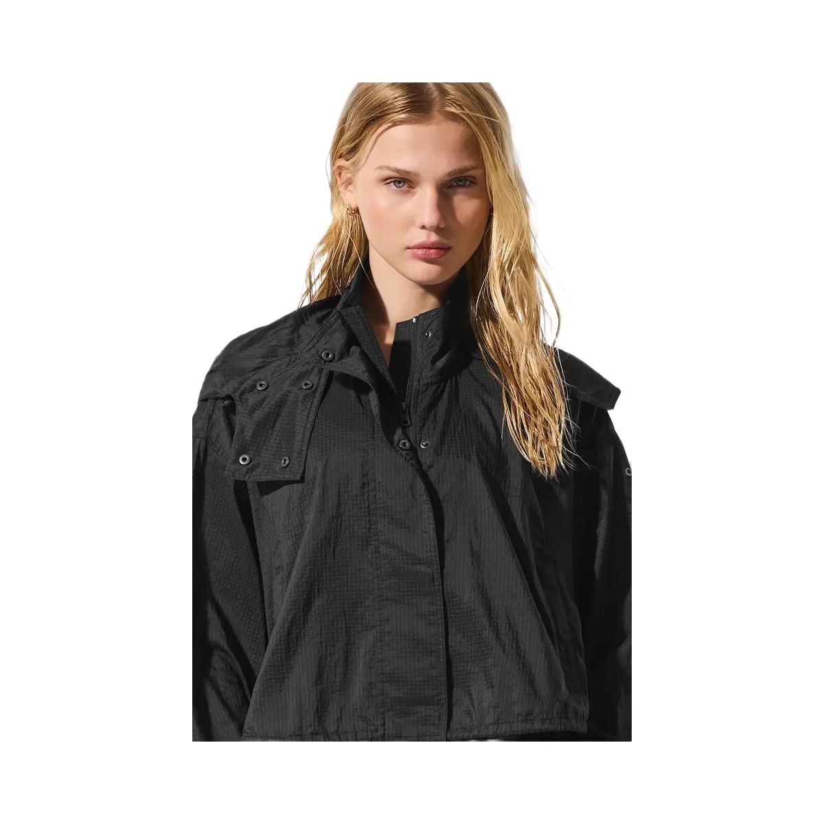 Alo Women's Cropped Game Time Full Zip Jacket - Black - HypeFly India View 1