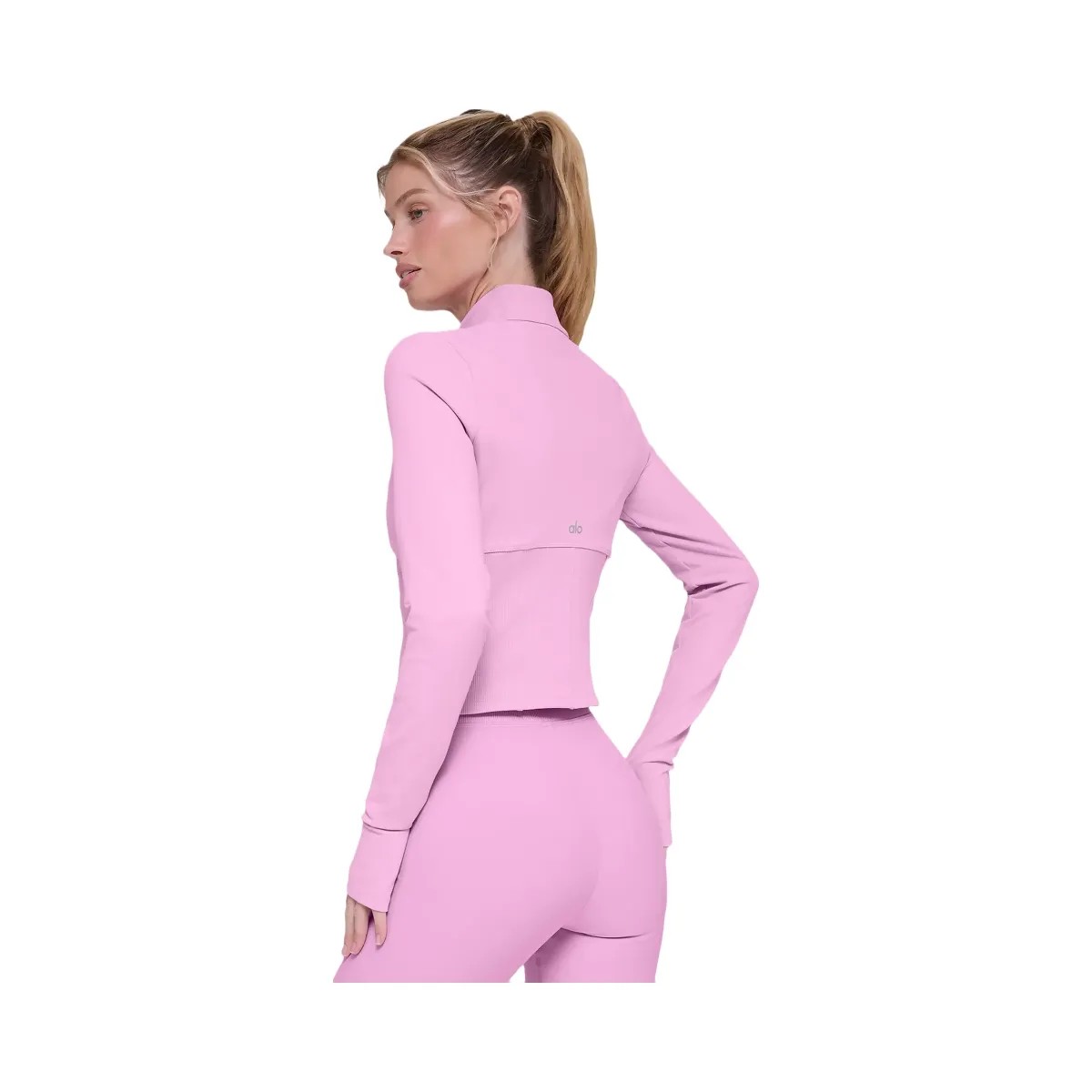 Alo Women's Airbrush Corset Full Zip Jacket - Candy Heart Pink - HypeFly India View 2
