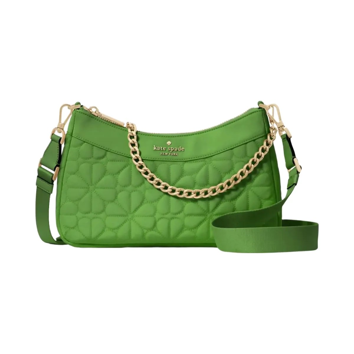 Kate Spade Flower Quilted Fabric Convertible Crossbody Ks Green - HypeFly India View 1