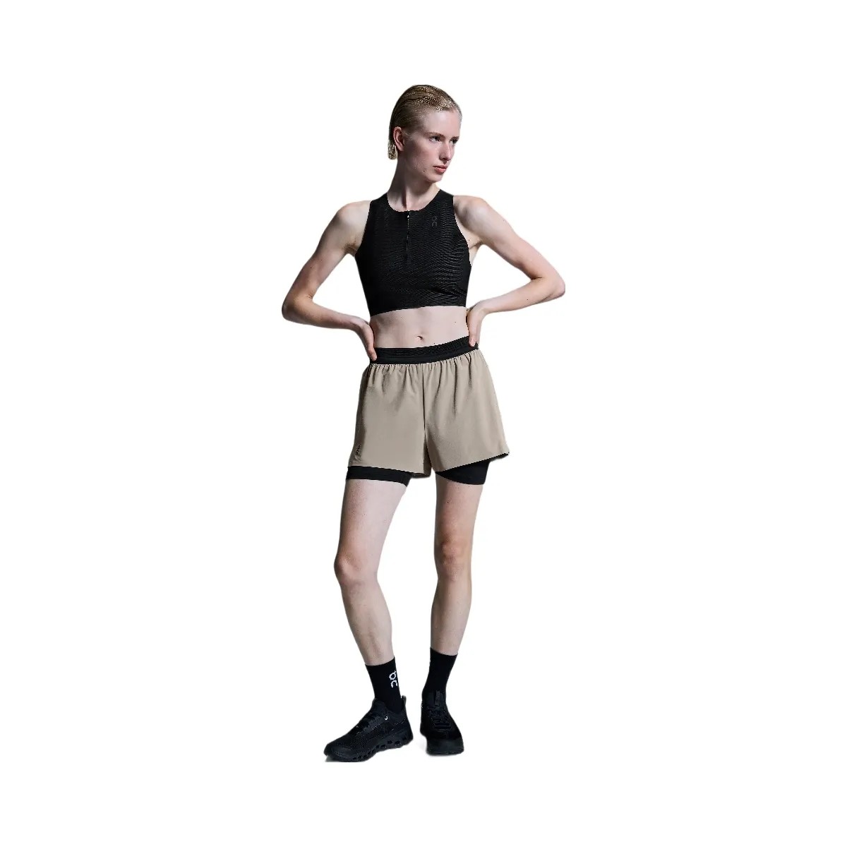 On 3" Performance 2/1 Shorts Cinder | Black  - HypeFly India View 4