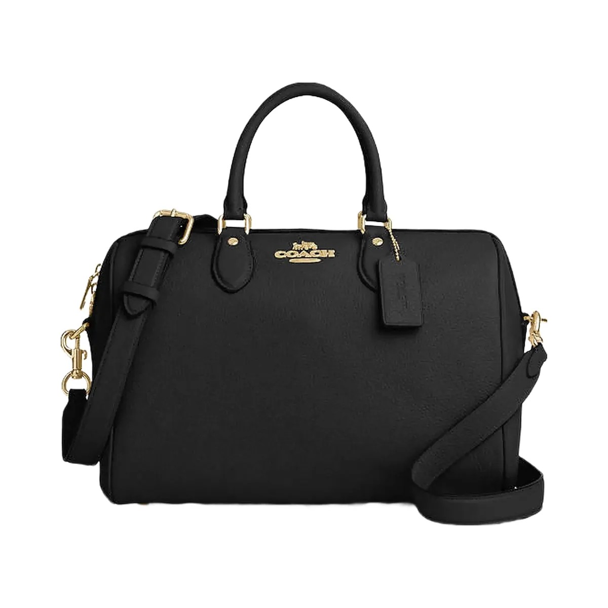 Coach Rowan Large Satchel Bag Pebbled Leather-Gold-Black - HypeFly India View 1