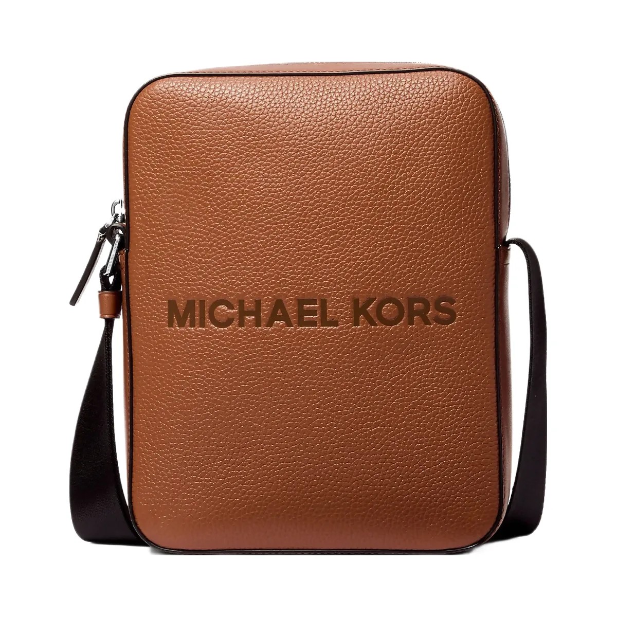 Michael Kors Cooper Logo Embossed Pebbled Leather Messenger Bag Luggage - HypeFly India View 1