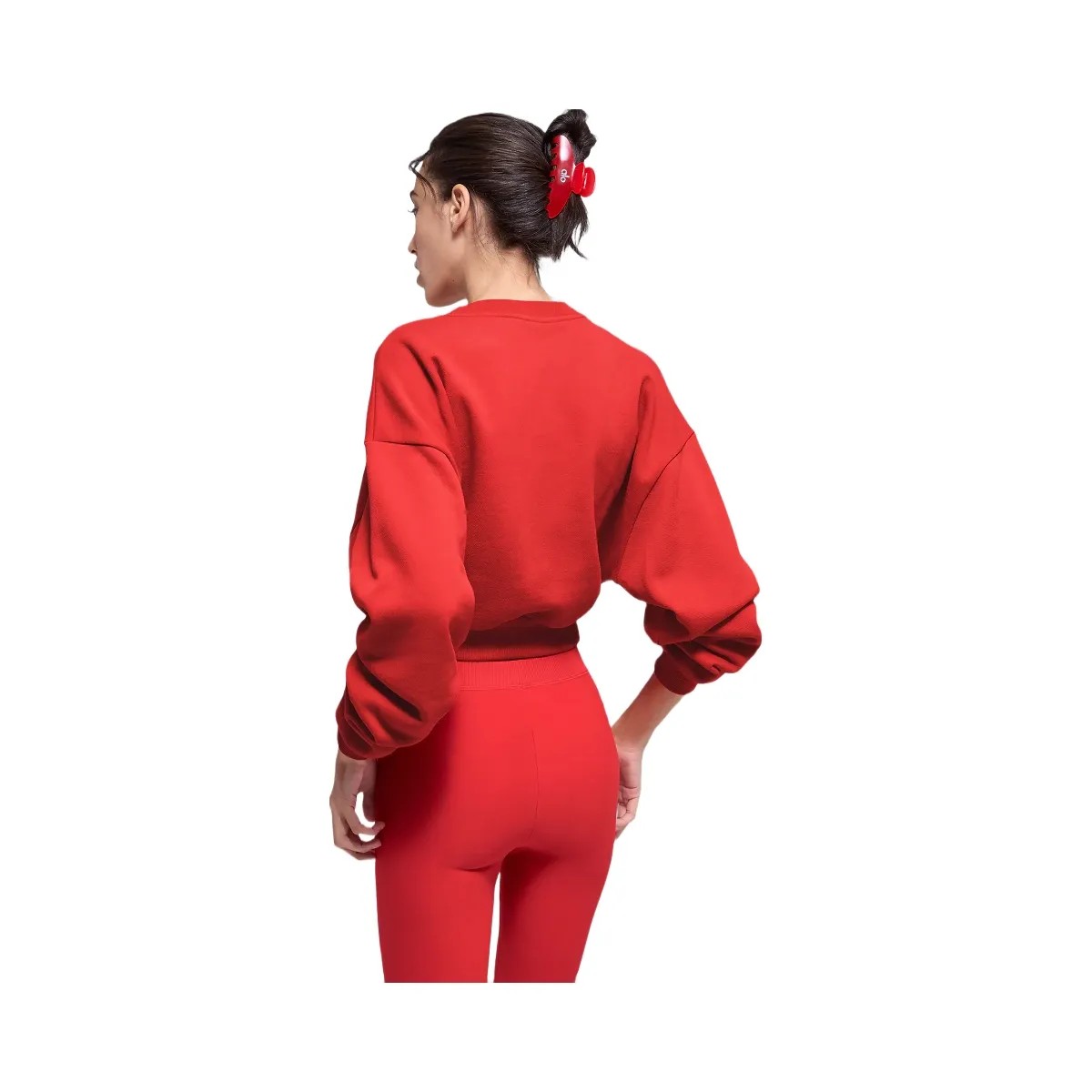 Alo Women's Cropped Accolade Crewneck - Bright Red - HypeFly India View 2