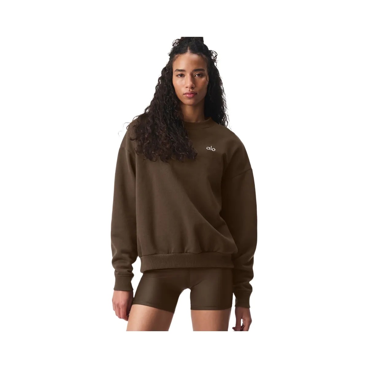 Alo Women's Accolade Crew Neck Pullover - Espresso - HypeFly India View 1