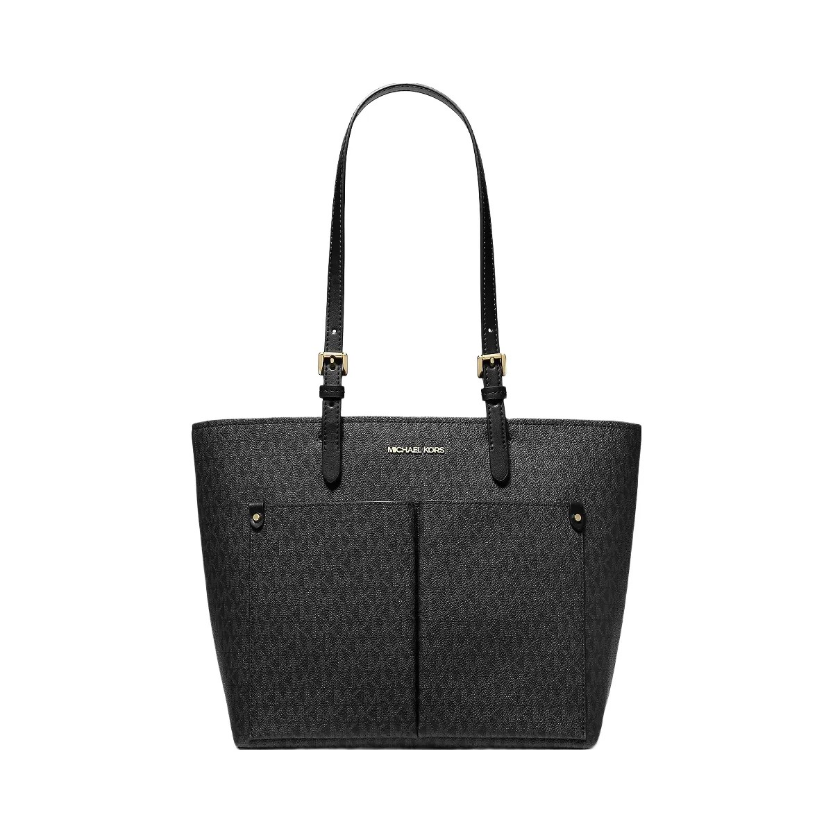 Michael Kors Jet Set Medium Logo Pocket Tote Bag Black - HypeFly India View 1