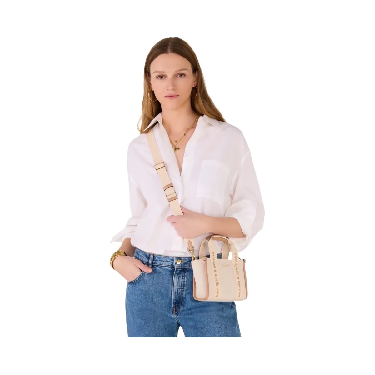 Kate Spade Kip Canvas Mini Tote Light Fawn Multi - HypeFly India View 2