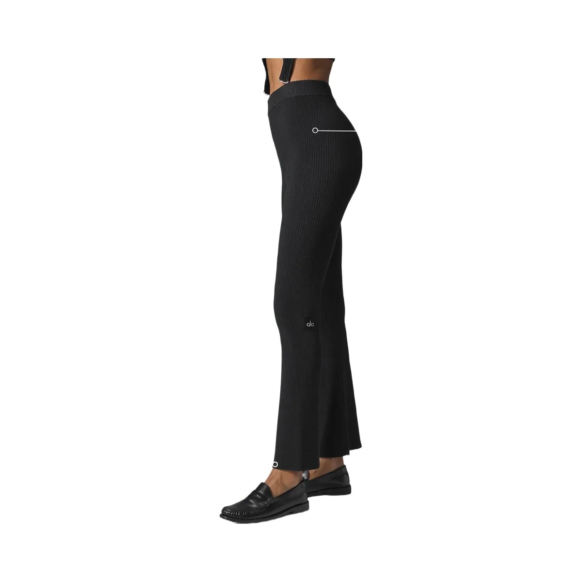Alo Women's Denim Knit High-Waist Flare Pant - Black/Anthracite - HypeFly India View 2