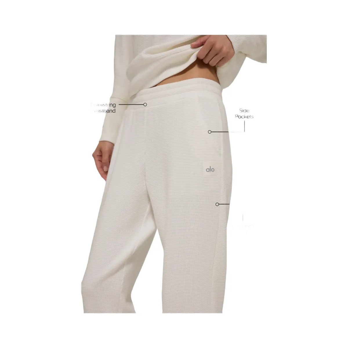 Alo Women's Waffle Weekend Escape Jogger - Ivory - HypeFly India View 2