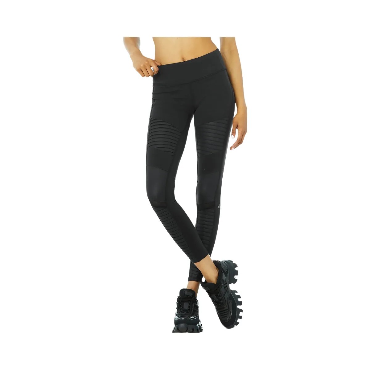 Alo Women's Moto Legging - Black/Black Glossy - HypeFly India View 1