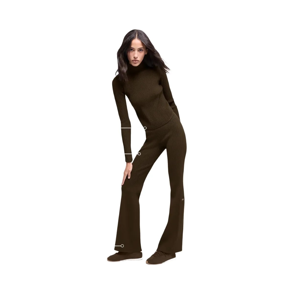 Alo Women's Denim Knit High-Waist Flare Pant - Espresso/Black - HypeFly India View 3