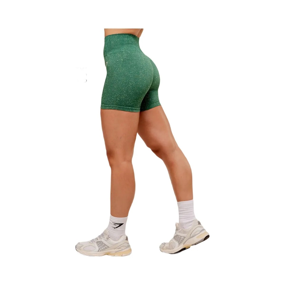 Gymshark Adapt Fleck x Whitney Seamless Shorts - Lift Green/Clay Green - HypeFly India View 2
