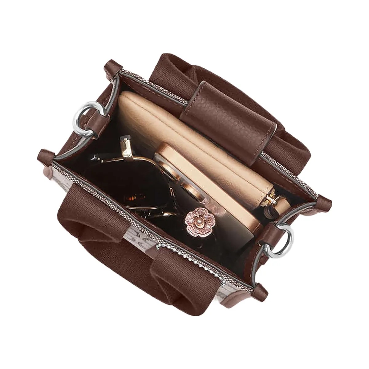 Coach Smith Mini Tote Bag In Signature Jacquard Signature Jacquard-Silver-Oak-Maple - HypeFly India View 3