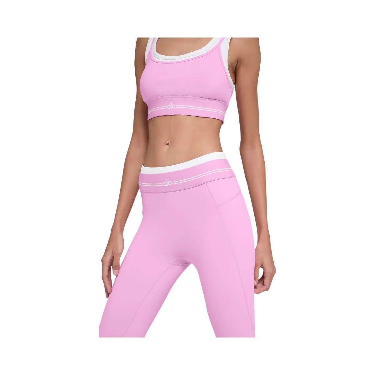 Alo Women's Airbrush High-Waist 7/8 Better Together Legging - Candy Heart Pink/White - HypeFly India View 3