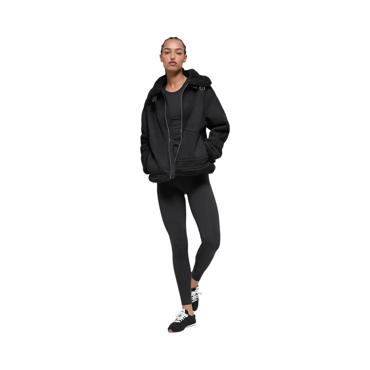 Alo Women's Faux Shearling Grand Jacket - Black - HypeFly India View 6