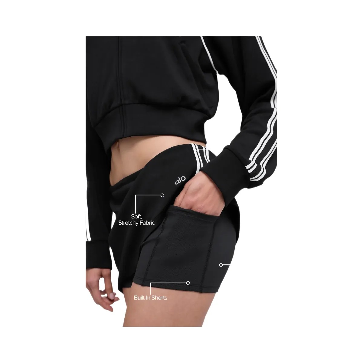 Alo Women's Track Star Mini Skirt - Black - HypeFly India View 2