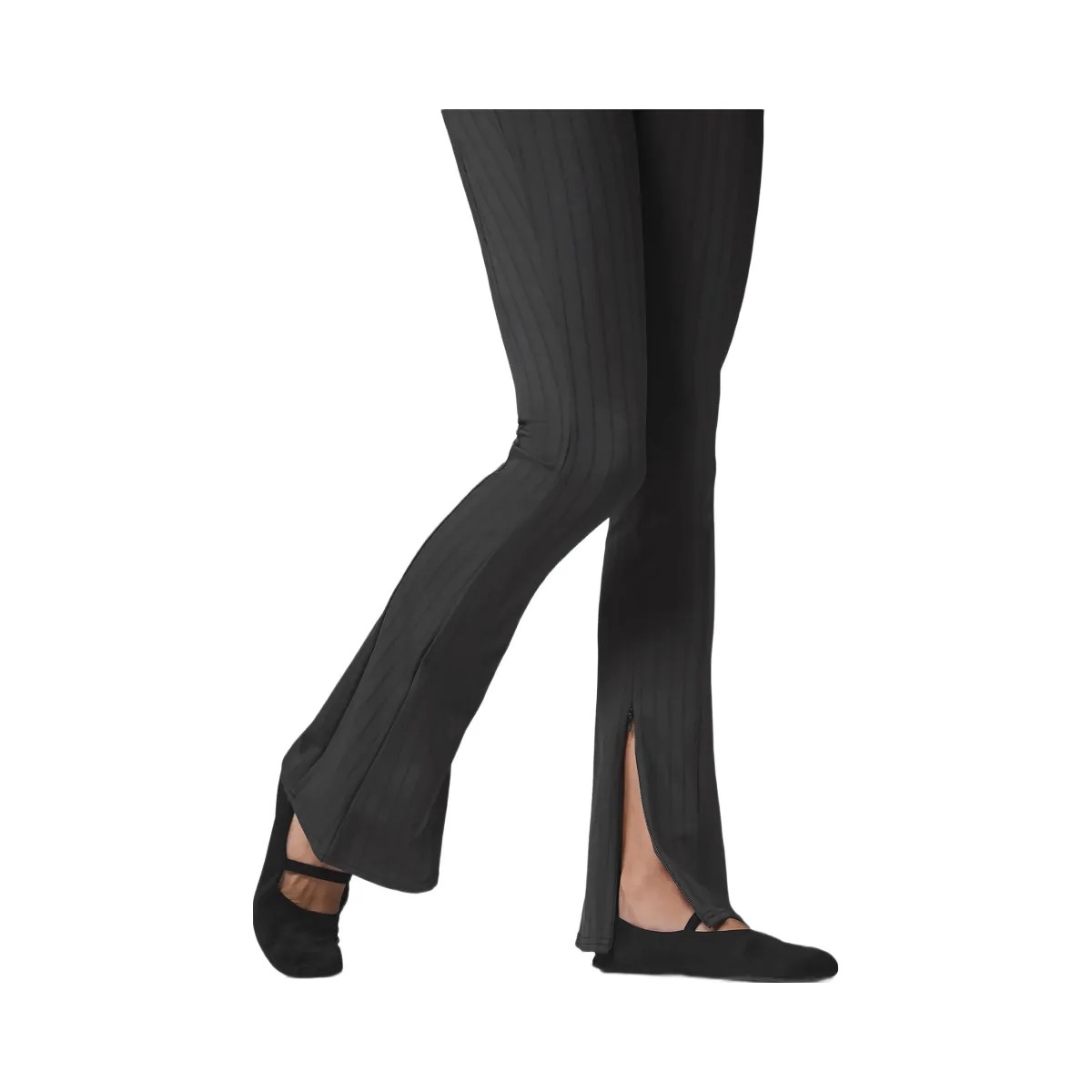 Alo Women's High-Waist Pinstripe Zip It Flare Legging - Anthracite/Black - HypeFly India View 4