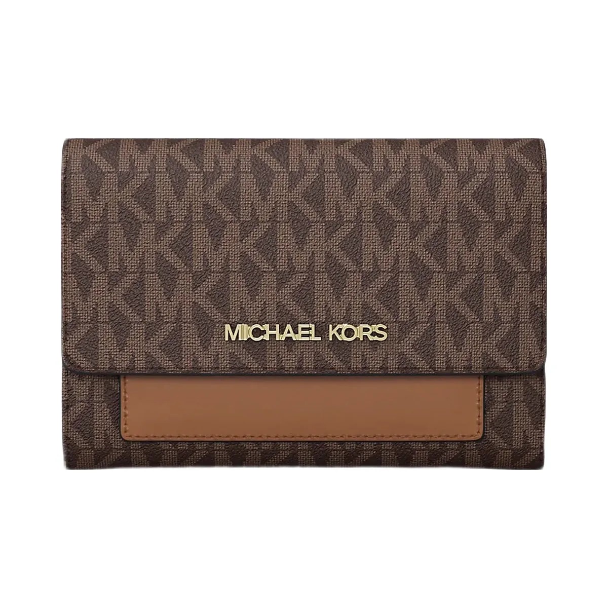 Michael Kors Jet Set Medium Signature Logo 2-in-1 Wallet Brown - HypeFly India View 1