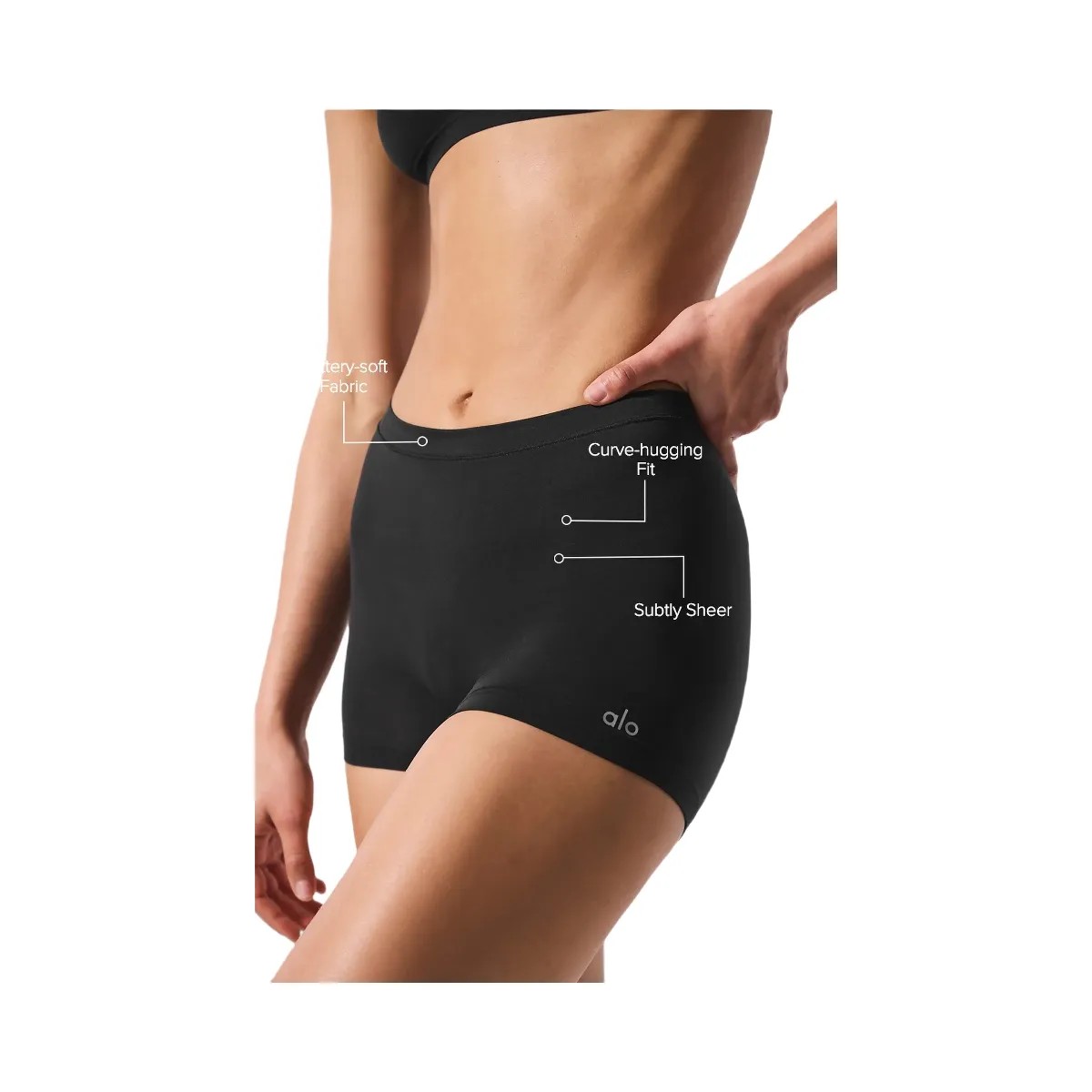 Alo Women's Sheer Glow Boyshort - Black - HypeFly India View 1