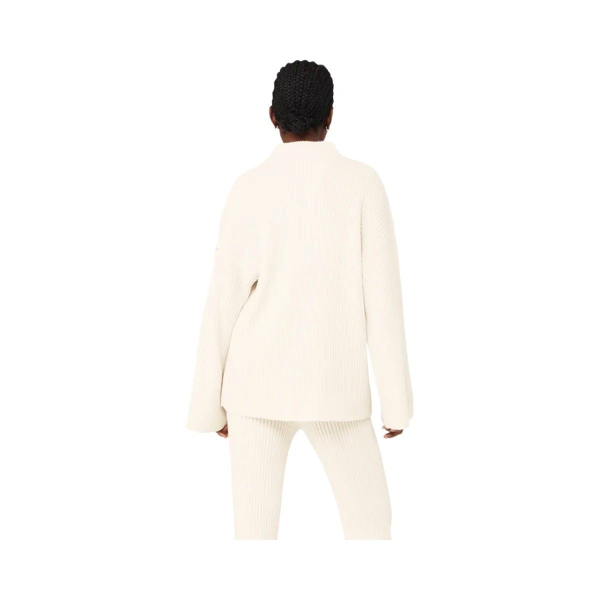 Alo Women's Cashmere Ribbed Winter Dream Mock Neck Coverup - Ivory - HypeFly India View 3